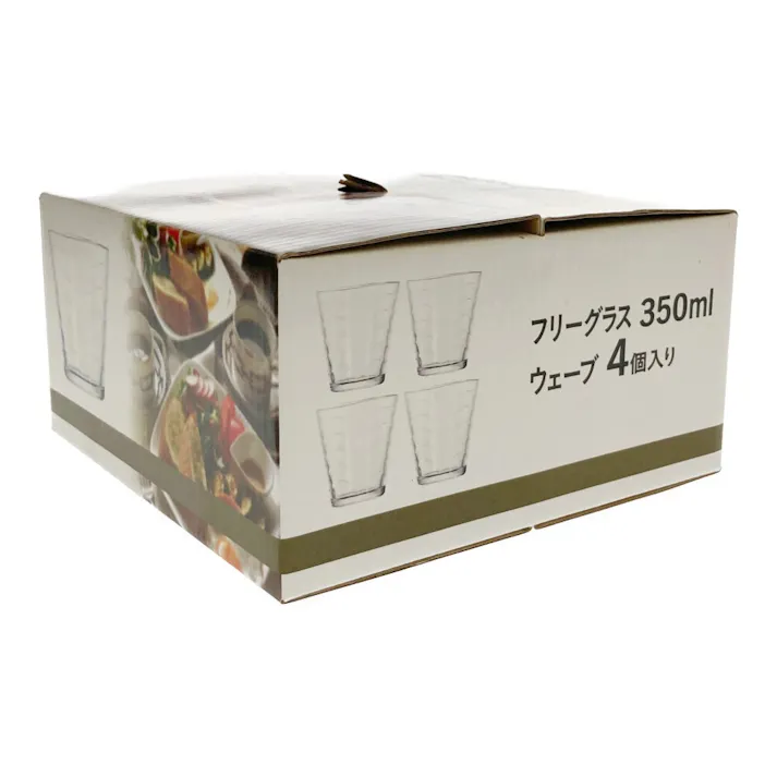 フリーグラス 350ml ウェーブ 4個入(販売終了)
