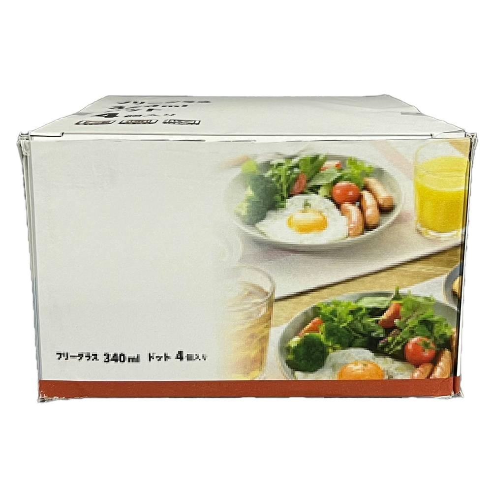 フリーグラス 340ml ドット 4個入