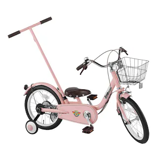 【自転車】25年モデル いきなり自転車 押して付き自転車 16インチ 3歳-8歳 パステルピンク