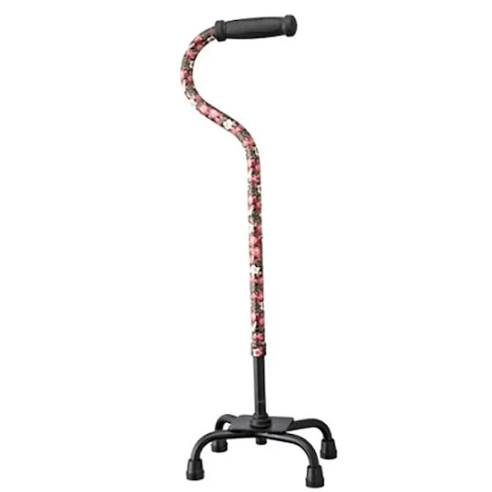 テイコブ アルミ製4点杖 レッドフラワー EA4-102
