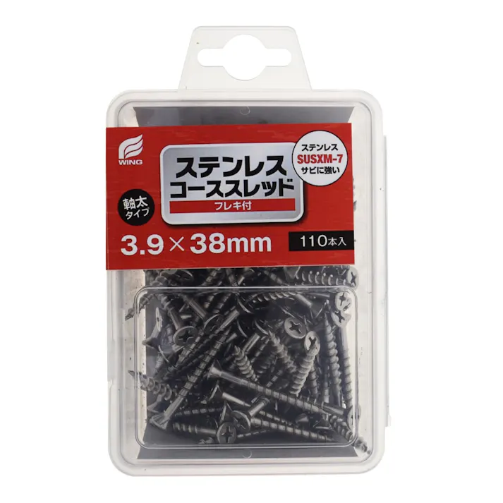 WING ステンレスコーススレッド フレキ付 3.9×38mm 110入