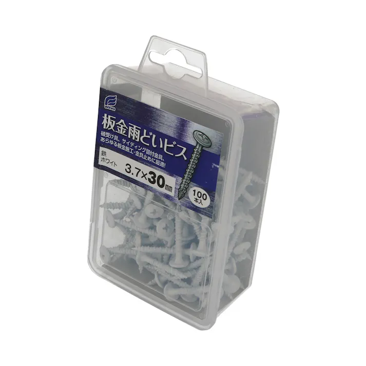 WING 板金雨どいビス 鉄ホワイト 3.7×30mm 100入