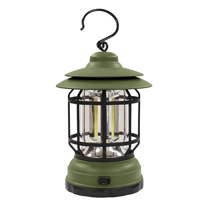 アンティークLEDランタン 乾電池式 カーキ DLB-RLT01K