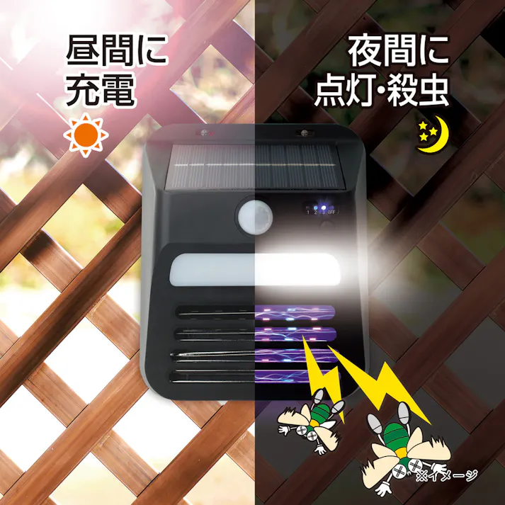 電撃殺虫ソーラーセンサーライト DLS-WL007IK