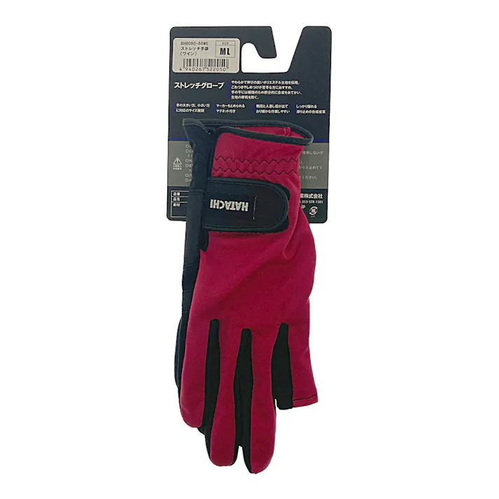 HATACHI ハタチ グラウンドゴルフ グローブ ストレッチ手袋 ワイン ML BH8080