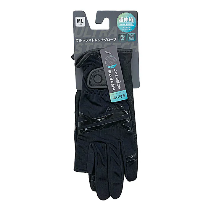 HATACHI ハタチ グラウンドゴルフ ウルトラストレッチグローブ ブラック ML BH8028