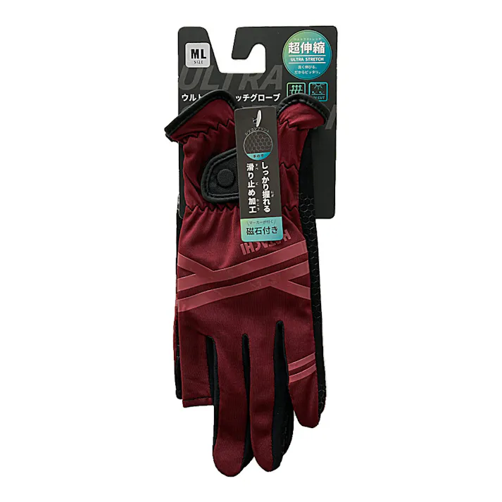 HATACHI ハタチ グラウンドゴルフ ウルトラストレッチグローブ ワイン ML BH8028