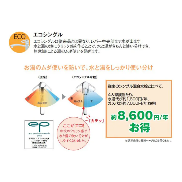 台付シングル混合栓 浄水器内蔵