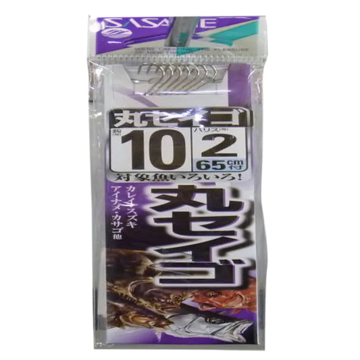 ささめ針 丸セイゴ 糸付 白 AA201 10号