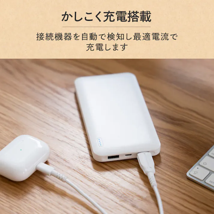 【CAINZ-DASH】オウルテック モバイルバッテリー 薄型10000mAh ブラック OWL-LPB10005-BK【別送品】