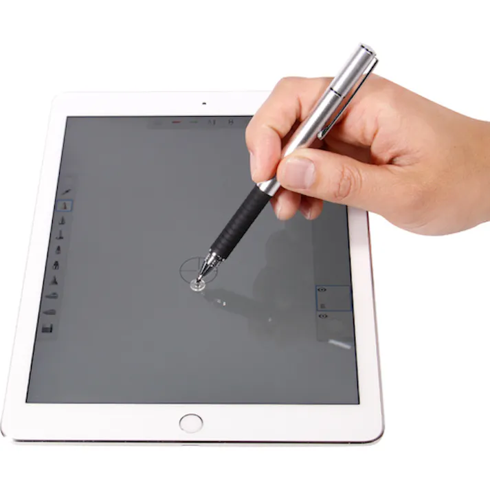 【CAINZ-DASH】オウルテック これ1本で2通りの書きごごち 導電繊維タイプとクリアな丸型ヘッドを選べる静電式タッチペン OWL-TPSE02-SI【別送品】