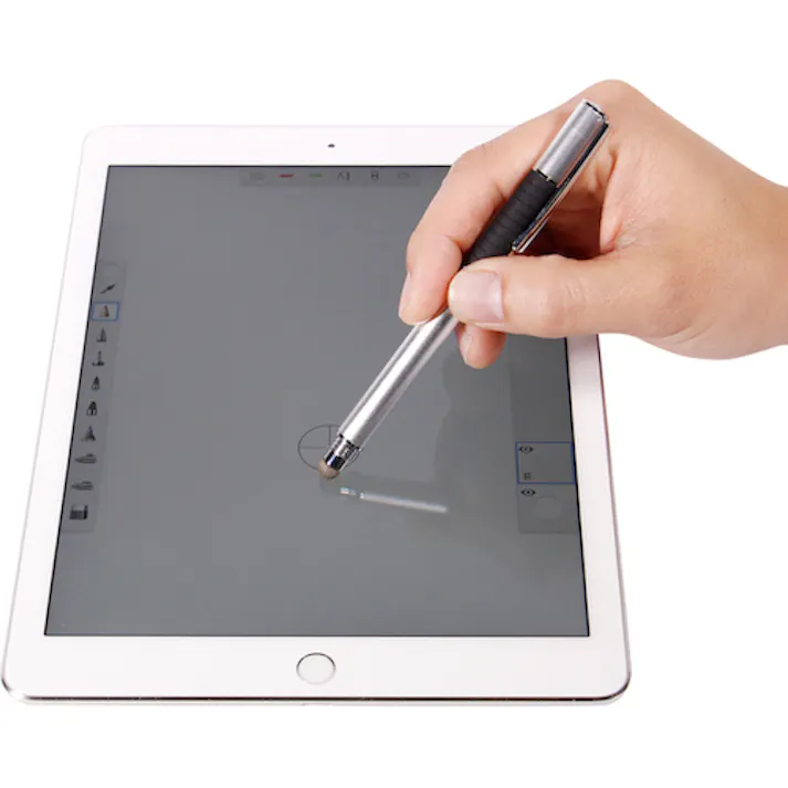 【CAINZ-DASH】オウルテック これ1本で2通りの書きごごち 導電繊維タイプとクリアな丸型ヘッドを選べる静電式タッチペン OWL-TPSE02-SI【別送品】