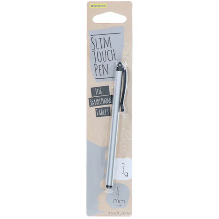 【CAINZ-DASH】オウルテック スリムで細部まで見やすくゲームや写真の落書きに最適 超軽量ストラップホール付き スリムタッチペン OWL-TPSE06-SI【別送品】