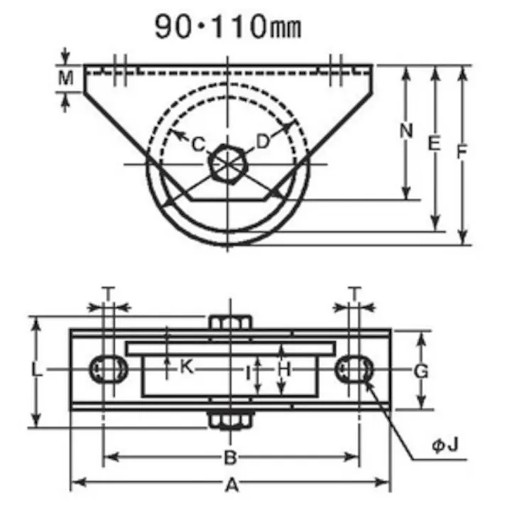 【CAINZ-DASH】ヨコヅナ S45C重量戸車 110mm トロ JGM-1107【別送品】