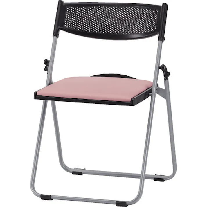 【CAINZ-DASH】藤沢工業 アルミパイプ椅子 座面パッド付折りたたみチェア パステルピンク NFA-700-PP【別送品】