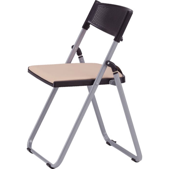 【CAINZ-DASH】藤沢工業 アルミパイプ椅子　座面パッド付折りたたみチェア　ライトベージュ NFA-700-LBE【別送品】