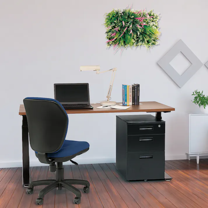 【CAINZ-DASH】藤沢工業 オフィスチェア ループ肘付 ネイビー FST-77A-NV【別送品】