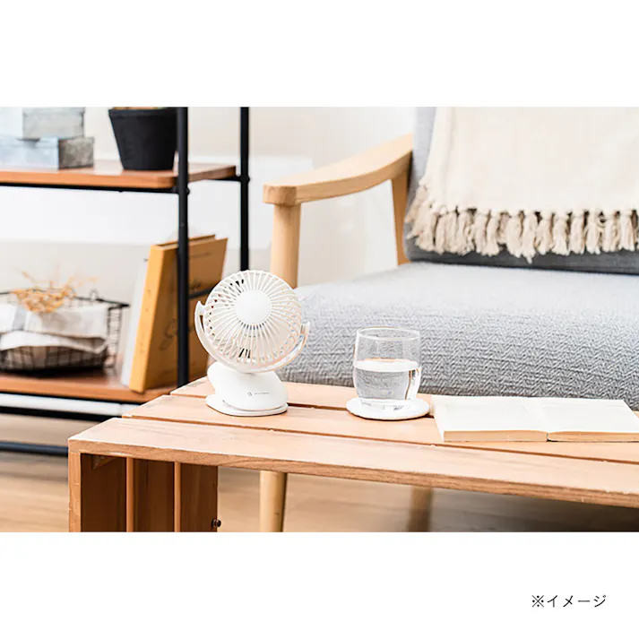 plus more プラスモア 充電式ラウンドミニクリップファン リリーホワイト LCAF013LW