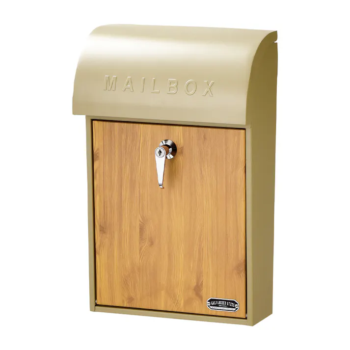 壁掛けポスト GALVA グレージュ&パイン 幅28.5cm 高さ45.5cm 奥行15.5cm