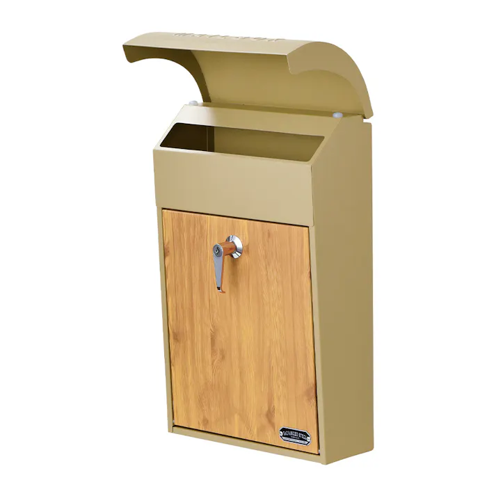 壁掛けポスト GALVA グレージュ&パイン 幅28.5cm 高さ45.5cm 奥行15.5cm