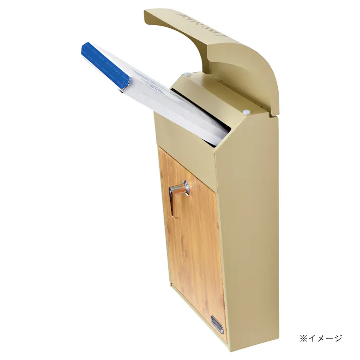 壁掛けポスト GALVA グレージュ&パイン 幅28.5cm 高さ45.5cm 奥行15.5cm