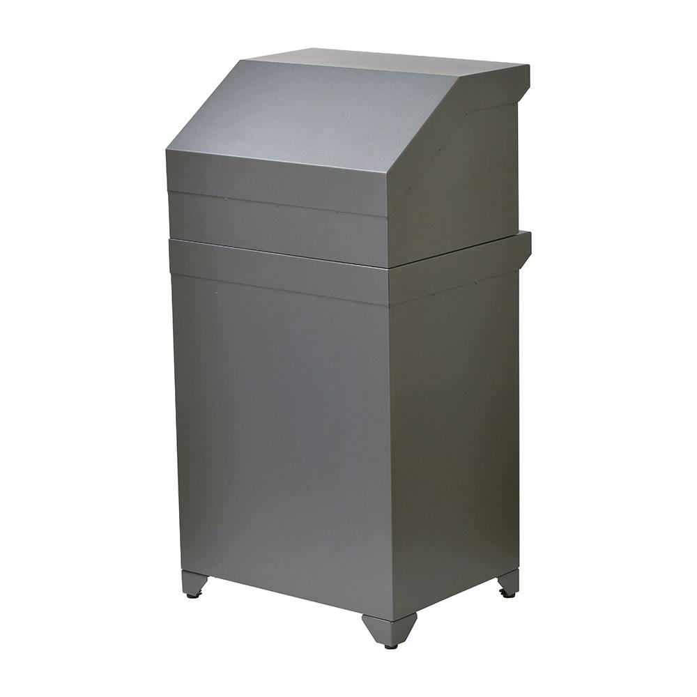 宅配ボックス付ポスト ガルバ グレー＆チーク 幅44cm 高さ85cm 奥行