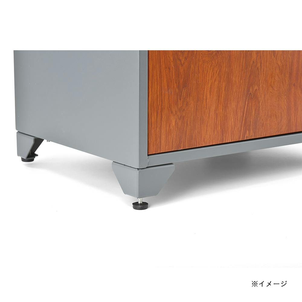 宅配ボックス付ポスト ガルバ グレー＆チーク 幅44cm 高さ85cm 奥行