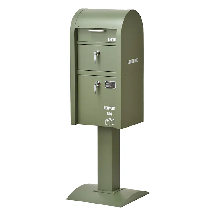 宅配ボックス付スタンドポスト グリーン S22-0521-GR 幅38cm 高さ110cm 奥行37.5cm