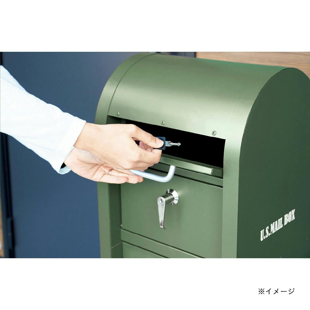 宅配ボックス付スタンドポスト グリーン S22-0521-GR 幅38cm 高
