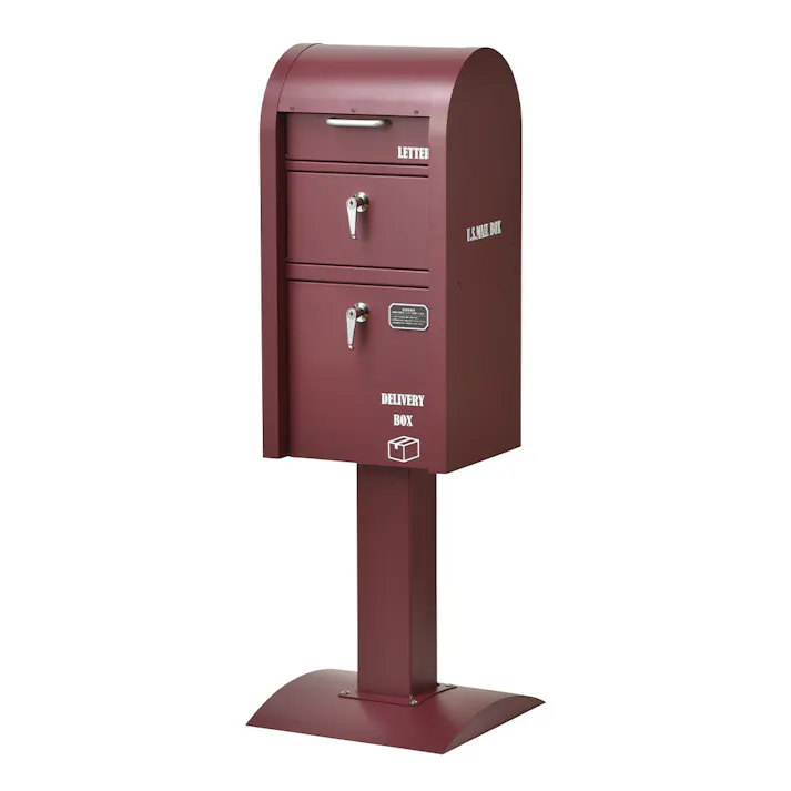 宅配ボックス付スタンドポスト レッド S22-0521-RD 幅38cm 高さ110cm 奥行37.5cm