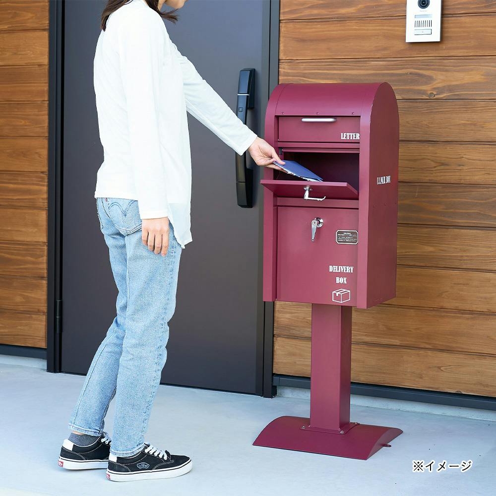 MJ PT OG　スタンドポスト　郵便ポスト　レッド 楽天市場】大容量 スタンドポスト メールボックス 郵便ポスト