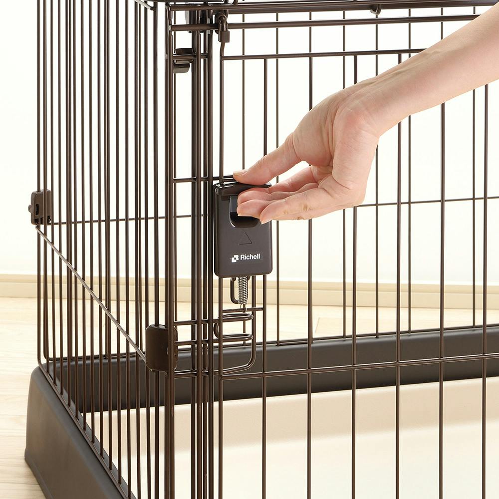 リッチェル もっとお掃除簡単ペットサークル 120-60 ダークブラウン