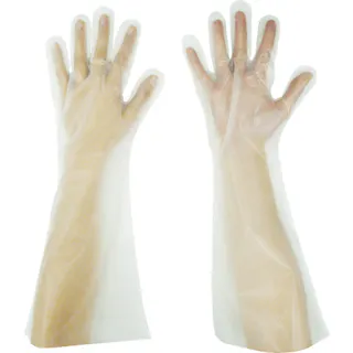 【CAINZ-DASH】東京パック エンボス手袋ロング五本絞り クリア M (50枚入) EL45M【別送品】