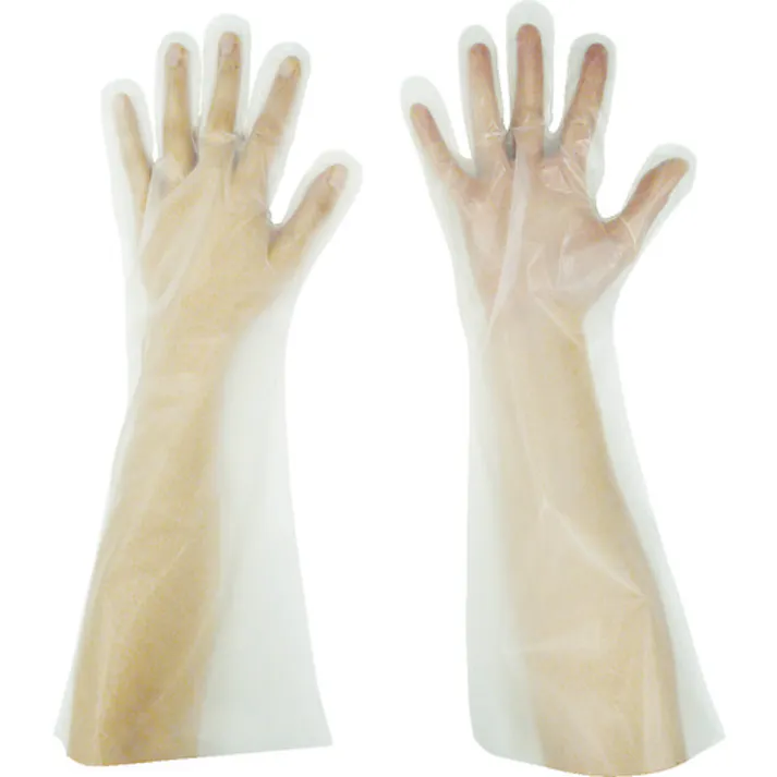 【CAINZ-DASH】東京パック エンボス手袋ロング五本絞り クリア M (50枚入) EL45M【別送品】