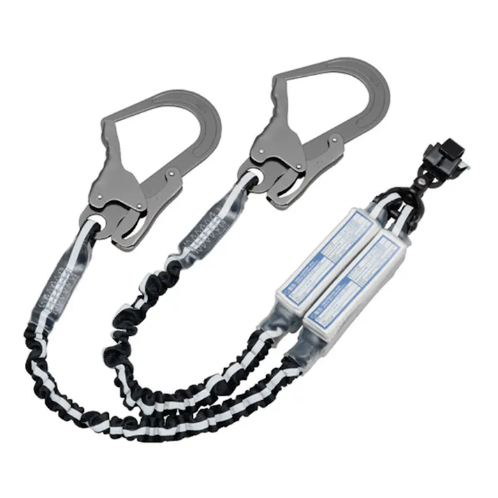 基陽 KH 2丁掛ダブルじゃばら剣ランヤード スチールペダル 黒/反射シルバーライン W1SPWS-17