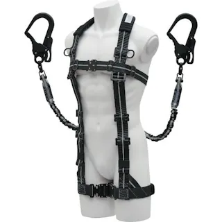 【CAINZ-DASH】基陽 ハーネス型墜落制止具(ベルトなし・ランヤード2本) じゃばらストレッチハーネスI型+2丁掛けランヤード セット IPGSLTPWS2【別送品】