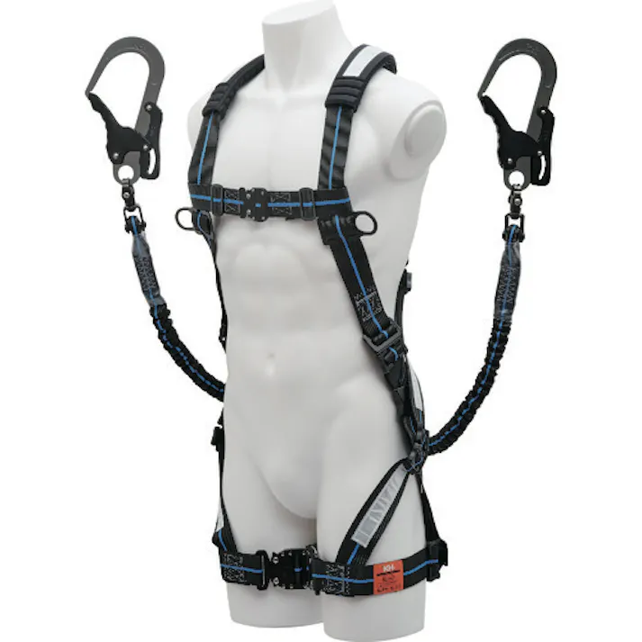 【CAINZ-DASH】基陽 フルハーネス X型+2丁掛けランヤード セット XPNBLJPWB2【別送品】