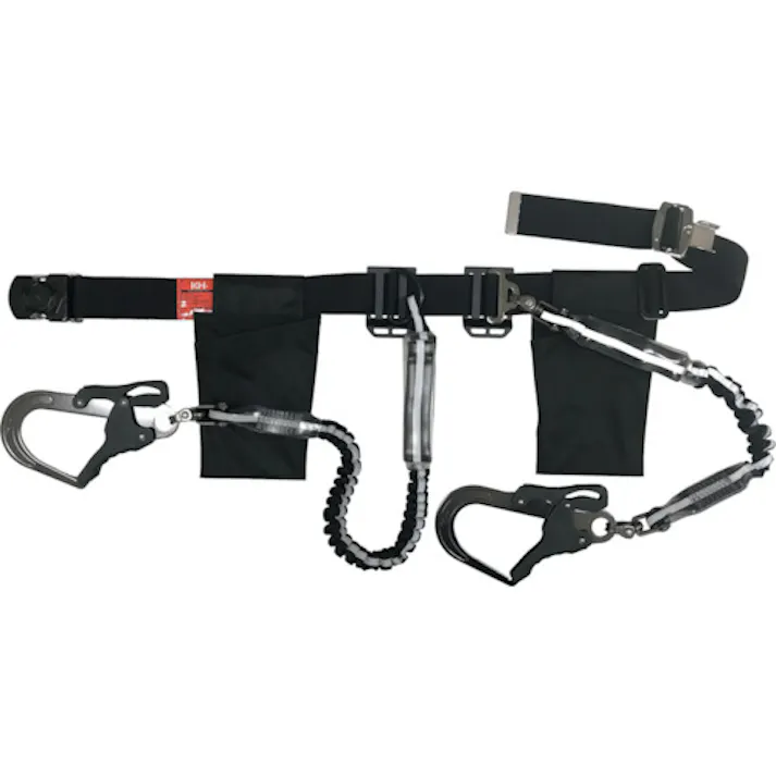 【CAINZ-DASH】基陽 2丁掛けワンタッチ式胴ベルトセット シングルじゃばらランヤード+補助ロープ D-OKMJDWSW【別送品】