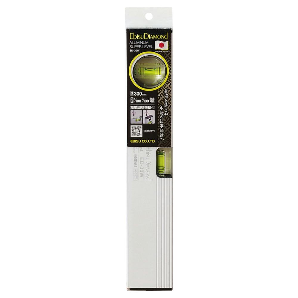 エビス エビスダイヤモンド ベーシックレベル ホワイト 300mm ホワイト/グリーン ED-30W 水平器 エビス エビスダイヤモンド ベーシックレベル ホワイト 300mm ホワイト/グリーン ED-30W 水平器