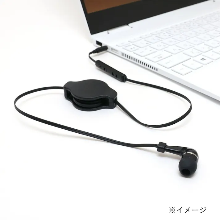 巻き取り式片耳イヤホン 4極 ブラック PHP-K01/BK