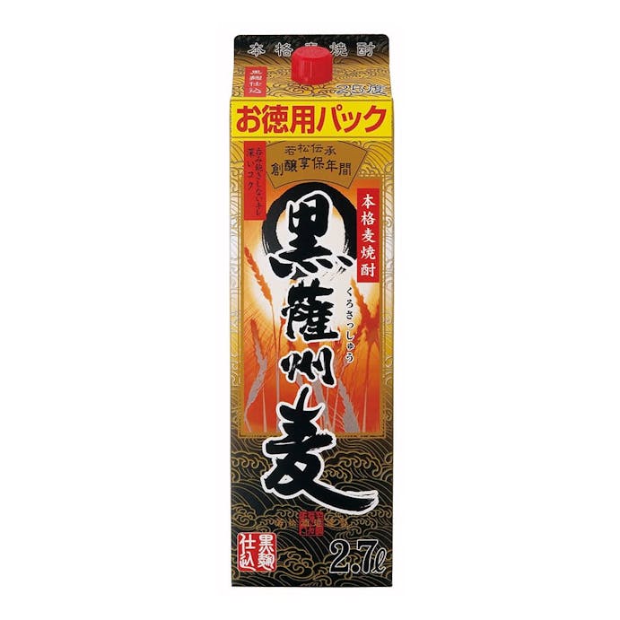 (鹿児島県)黒薩州 麦 25度 パック 2.7L【別送品】