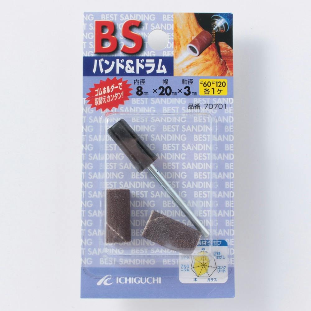 イチグチ BS バンド&ドラムホルダ #60/#120 70701 8×20×3 ドリルアクセサリー イチグチ BS バンド&ドラムホルダ #60/#120 70701 8×20×3 ドリルアクセサリー