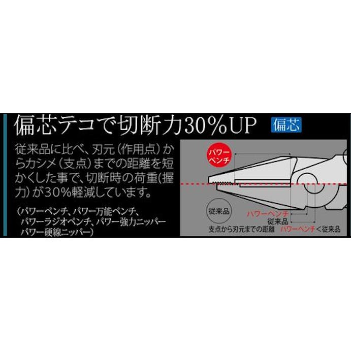 【CAINZ-DASH】ツノダ ＰＯＷＥＲ　強力ニッパー　ＪＩＳ（偏芯テコ）　エラストマーグリップ PW-302DG【別送品】