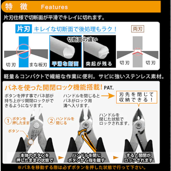 【CAINZ-DASH】ツノダ 極薄刃プラスチックニッパー(片刃)ステンレス SKN-140【別送品】