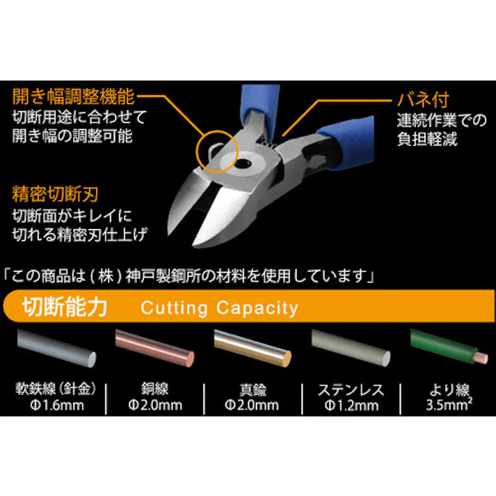 【CAINZ-DASH】ツノダ KingTTC ニッパー No.25 全長107mm MNK-100【別送品】