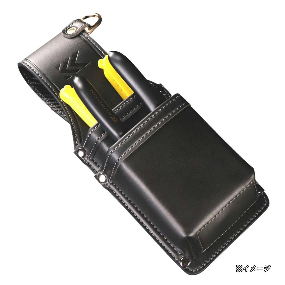 フジ矢 ホルダー2段 黒金 LIGHT PU LEATHER SERIES AH-62BG - 工具差し