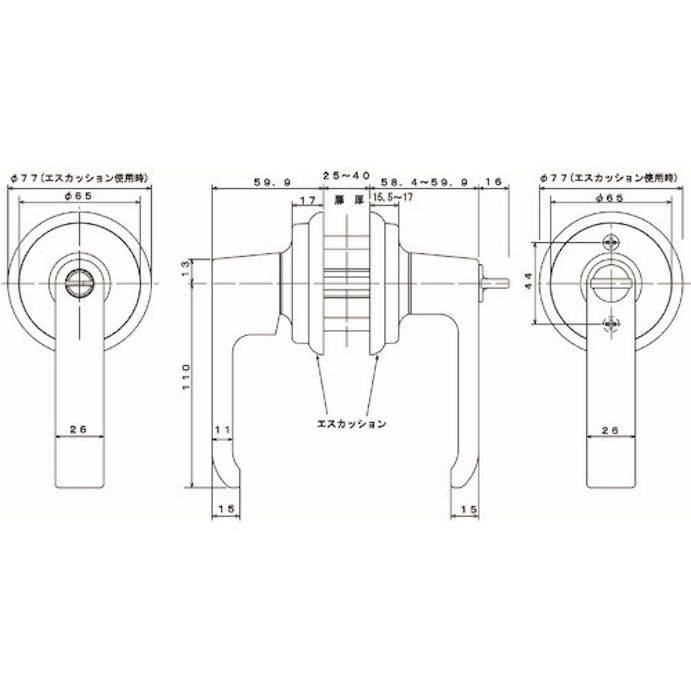 【CAINZ-DASH】大黒製作所 ＬＰ－２００　取替用レバーハンドル　２スピンドル型　鍵付用 AGLP200000【別送品】