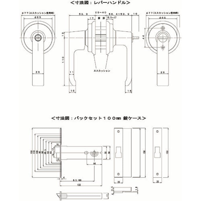 【CAINZ-DASH】大黒製作所 ＬＦ－１０００　レバーハンドル取替錠　Ｂ／Ｓ１００　空錠 AGLF1000KU【別送品】