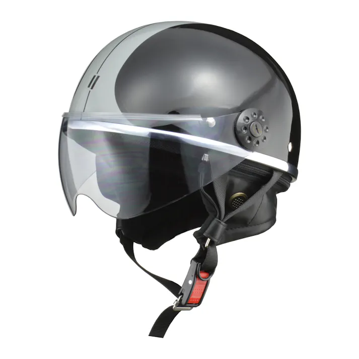 リード工業 O-ONE シールド付きハーフヘルメット ブラック/シルバー