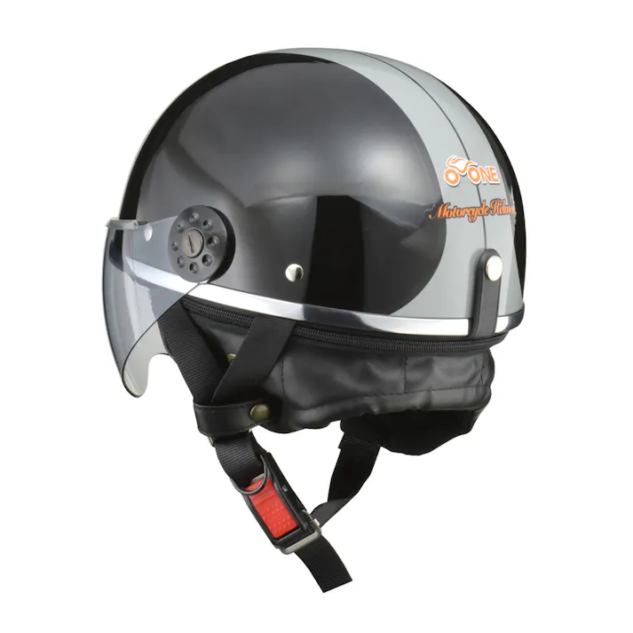 リード工業 O-ONE シールド付きハーフヘルメット ブラック/シルバー